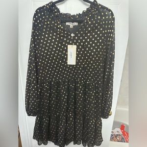 Black & Gold Dot Louane Dress NWT